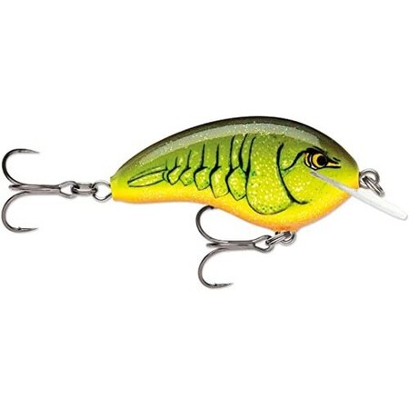 Rapala Og Tiny 4 FloatingDiving 2 14 516 Oz Running Depth 4', Vmc 5 Hybrid Trebles, Chartreuse Rootbe OGT04CRTBC